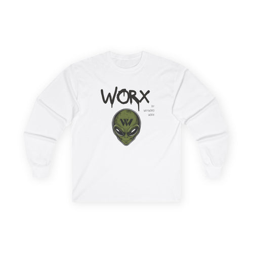 Alien Worx Long Sleeve Tee — Green Alien Graphic Shirt